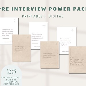Tarjetas de afirmación digitales e imprimibles: paquete de energía previo a la entrevista para la confianza en el trabajo y el impulso del crecimiento profesional
