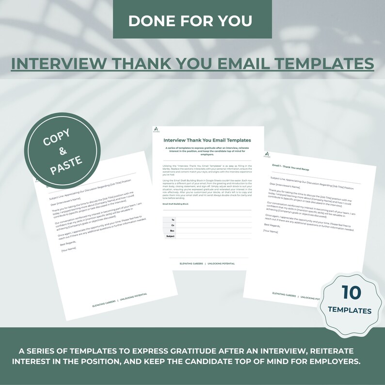Interview Thank You Email Templates Etsy