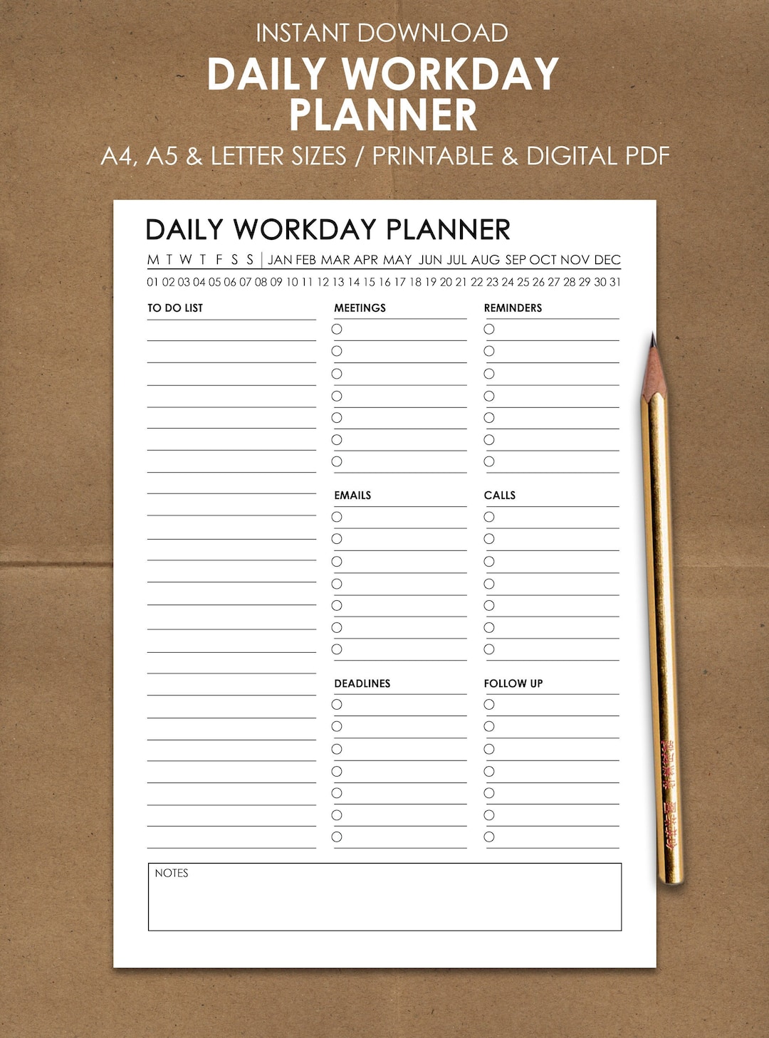 daily-work-checklist-template-work-day-organizer-planner-etsy