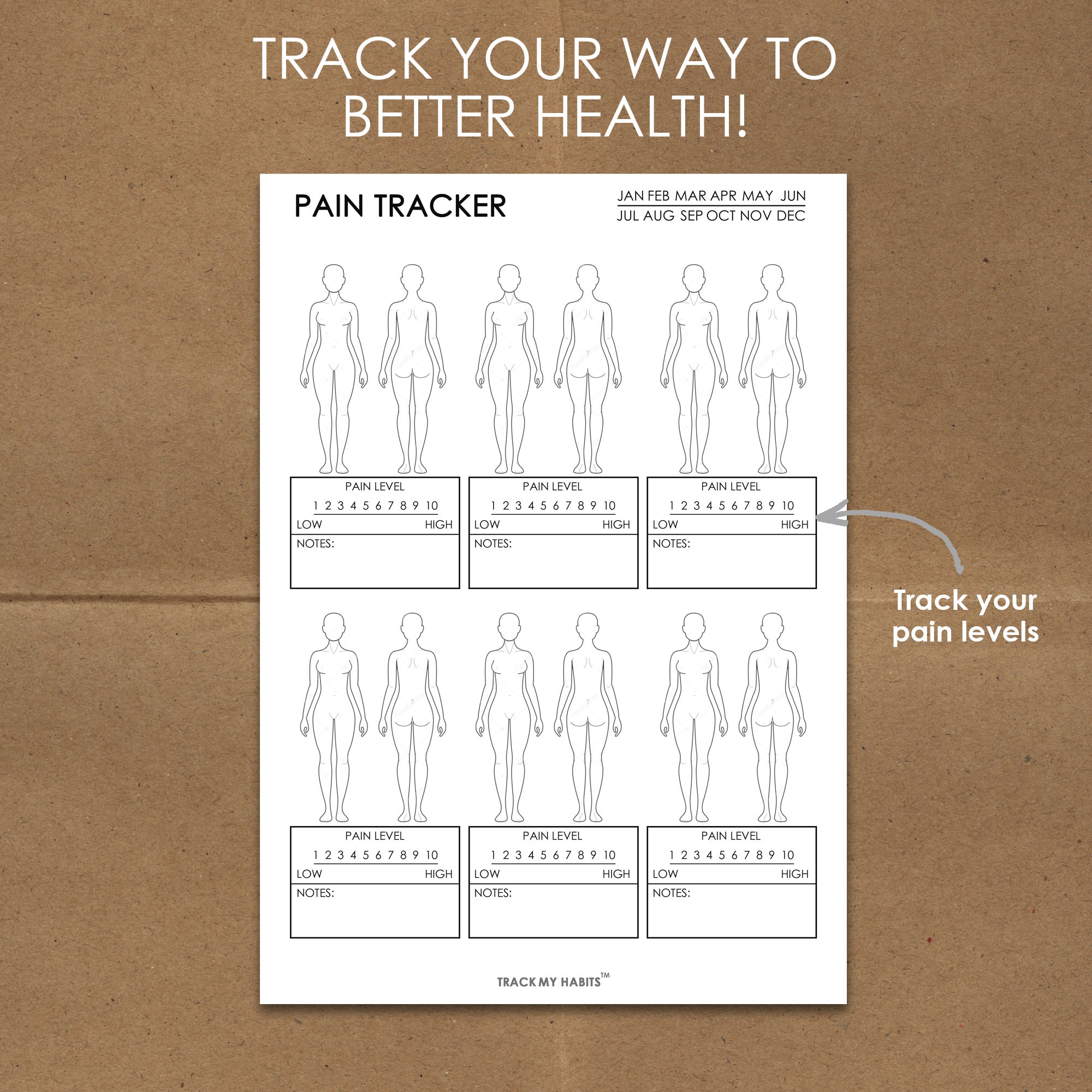 Body Pain Tracker Printable Pain Chart Monthly Symptom - Etsy Australia