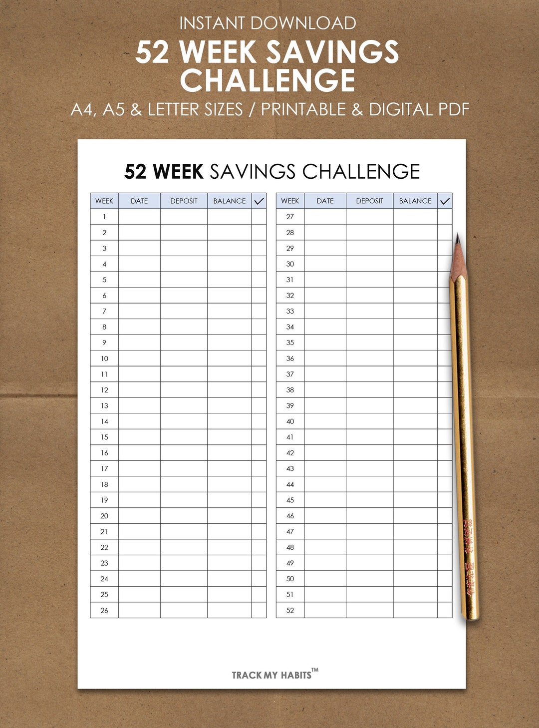 52 Week Savings Tracker Printable Savings Tracker Emergency - Etsy Canada