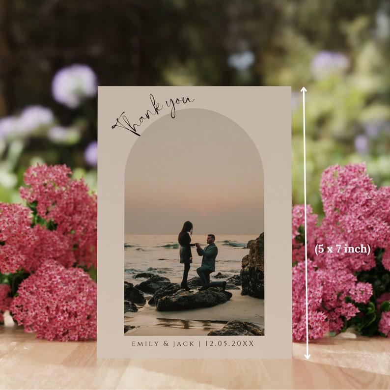 Modern Wedding Thank You Card Template: Photo Card, Canva (PDF) - Etsy