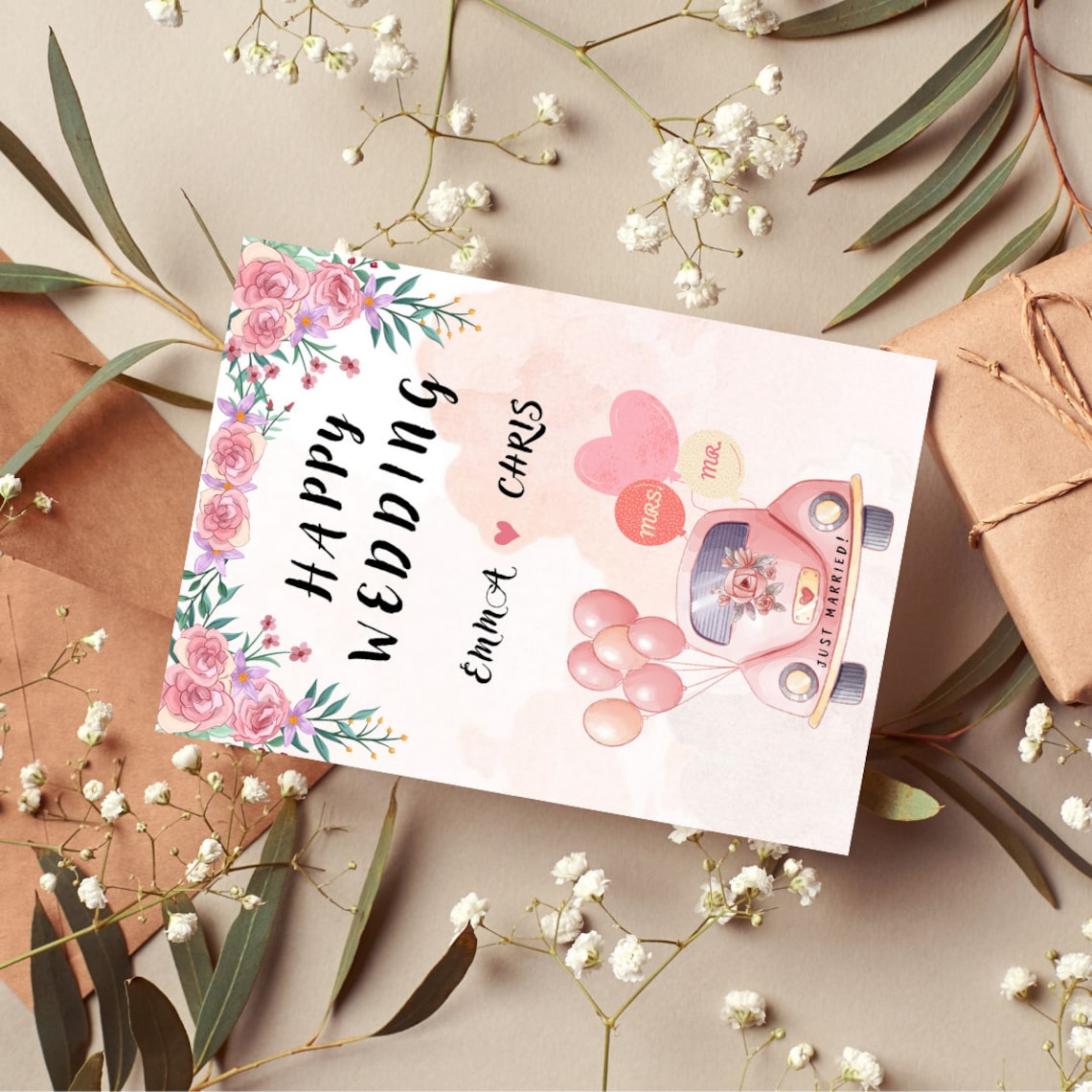 Editable Wedding Card, Printable Wedding Card, Happy Wedding Card ...