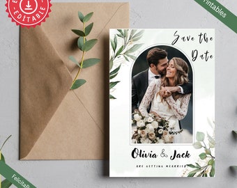 save the date template with photo Wedding Invitation Template, Photo Wedding Invitation, Nature Invitations, Printable Wedding Invitation