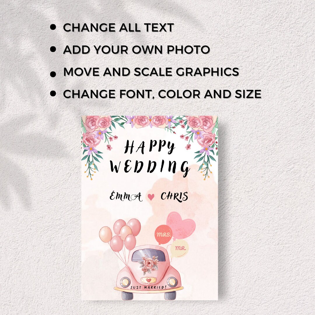 Editable Wedding Card, Printable Wedding Card, Happy Wedding Card ...