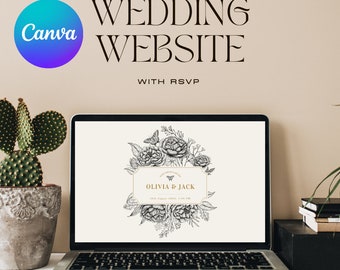 Modern Wedding Website Template with RSVP, Canva Website, Instant Download