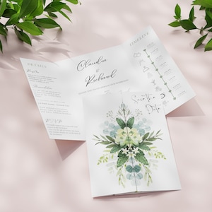 Grüne gefaltete Hochzeitseinladung Tempalte, %100 bearbeitbare Gatefold-Kartenvorlage, druckbare Hochzeitskarten, SOFORTIGER Download