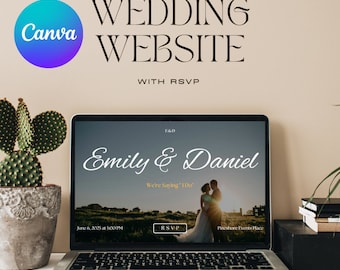 Modern Canva Wedding Website Template: RSVP & Guidebook