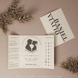 Moderne Gefaltete Hochzeitseinladung Kartenvorlage, Luxe Gatefold Hochzeitseinladungsvorlage, SOFORTIGER Download, +BONUS Geschenk