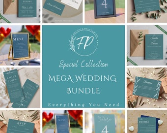 Minimalist Wedding Bundle Template, Printable Wedding Invitation Set, Edit with Canva!
