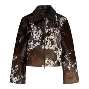 Echte Rindsleder Lederjacke für Damen | Kuh-Pelz-Mantel | Western Boho Echtleder Oberbekleidung | Handgefertigte Rindsleder Jacke