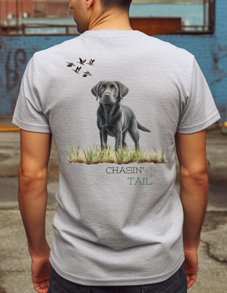 Men's Chasing Tail Hunting Shirt, Duck Hunting, Hunting Bird Dog, Duck Call, Deer Hunting