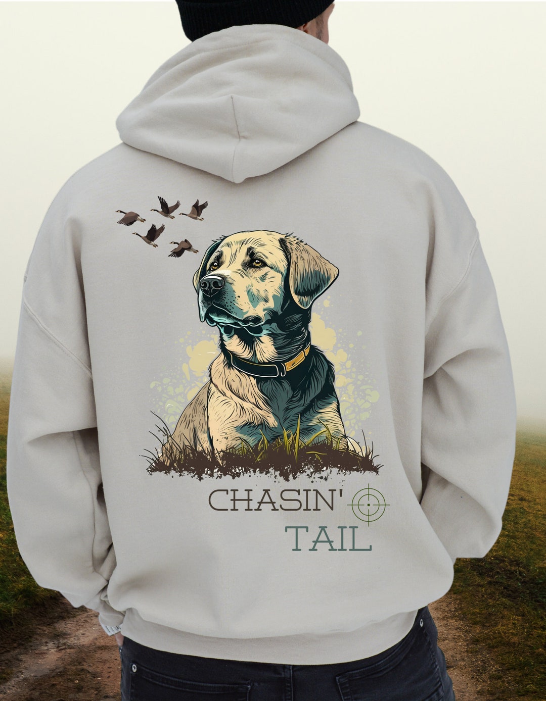 Men's Chasing Tail Hunting Hoodie, Duck Hunting, Hunting Bird Dog, Duck Call, Deer Hunting