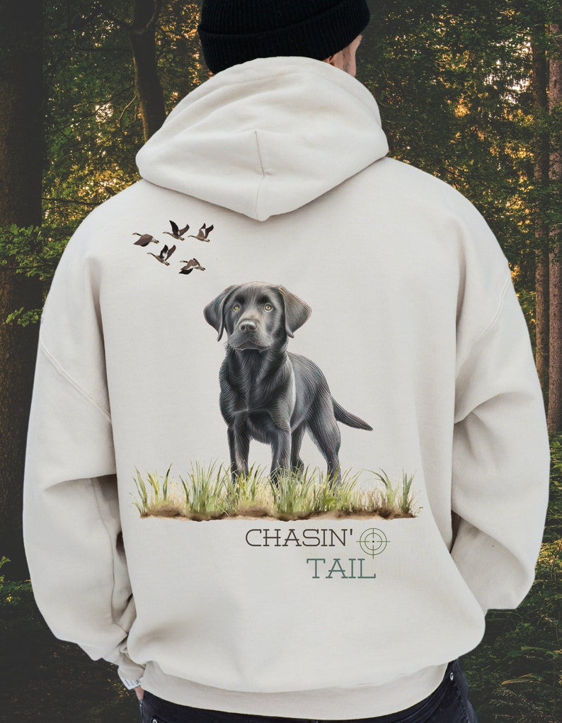Men's Chasing Tail Hunting Hoodie, Duck Hunting, Hunting Bird Dog, Duck Call, Deer Hunting