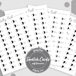 Afdrukbare Gelly Roll Swatch Card Art Supplies-bundel met vier unieke vormen | 100 kleuren | Portretformaat | Downloadbare pdf