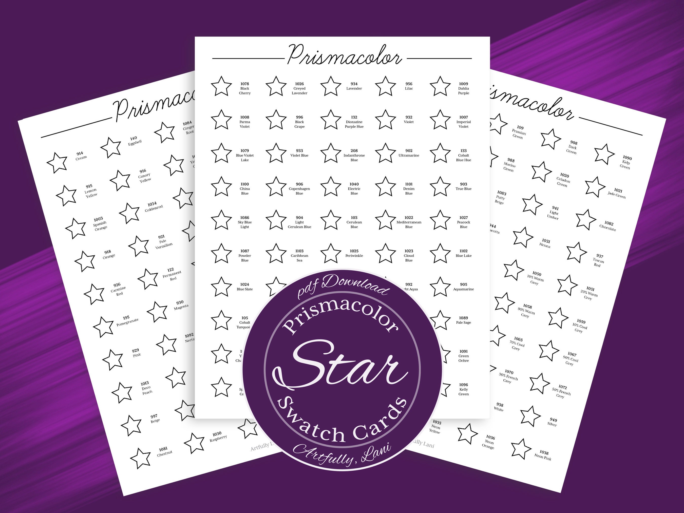 Printable Prismacolor Swatch Card Art Supplies Bundle Featuring Four ...