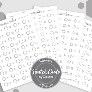 Afdrukbare Prismacolor Swatch Card Art Supplies-bundel met vier unieke vormen | 150 kleuren | Portretformaat | Downloadbare pdf