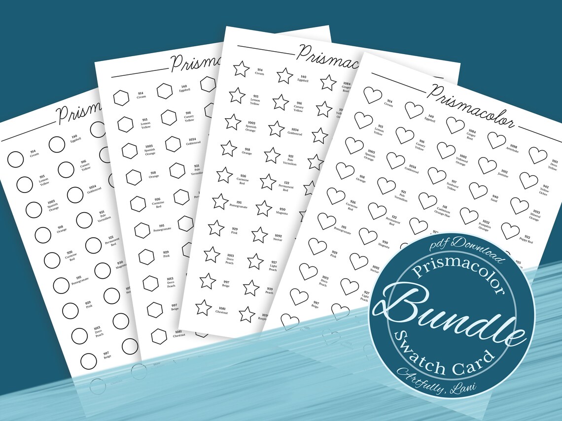 Printable Prismacolor Swatch Card Art Supplies Bundle Featuring Four ...