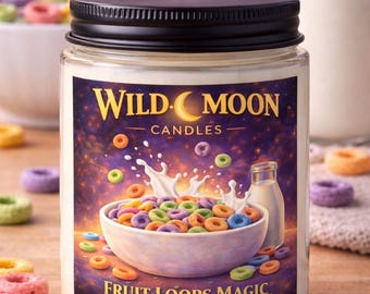 Fruit Loops Magic Candle | Fruity Cereal Scent, Nostalgic Sweetness, 8 oz Jar