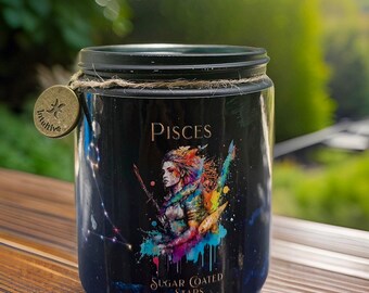 225 ml Kerze Pisces Kriegerin Sternzeichen ~sugarCookie royale| Pisces Sternzeichen Kerze|Kokosnuss Sojawachs|veganer Geschenk