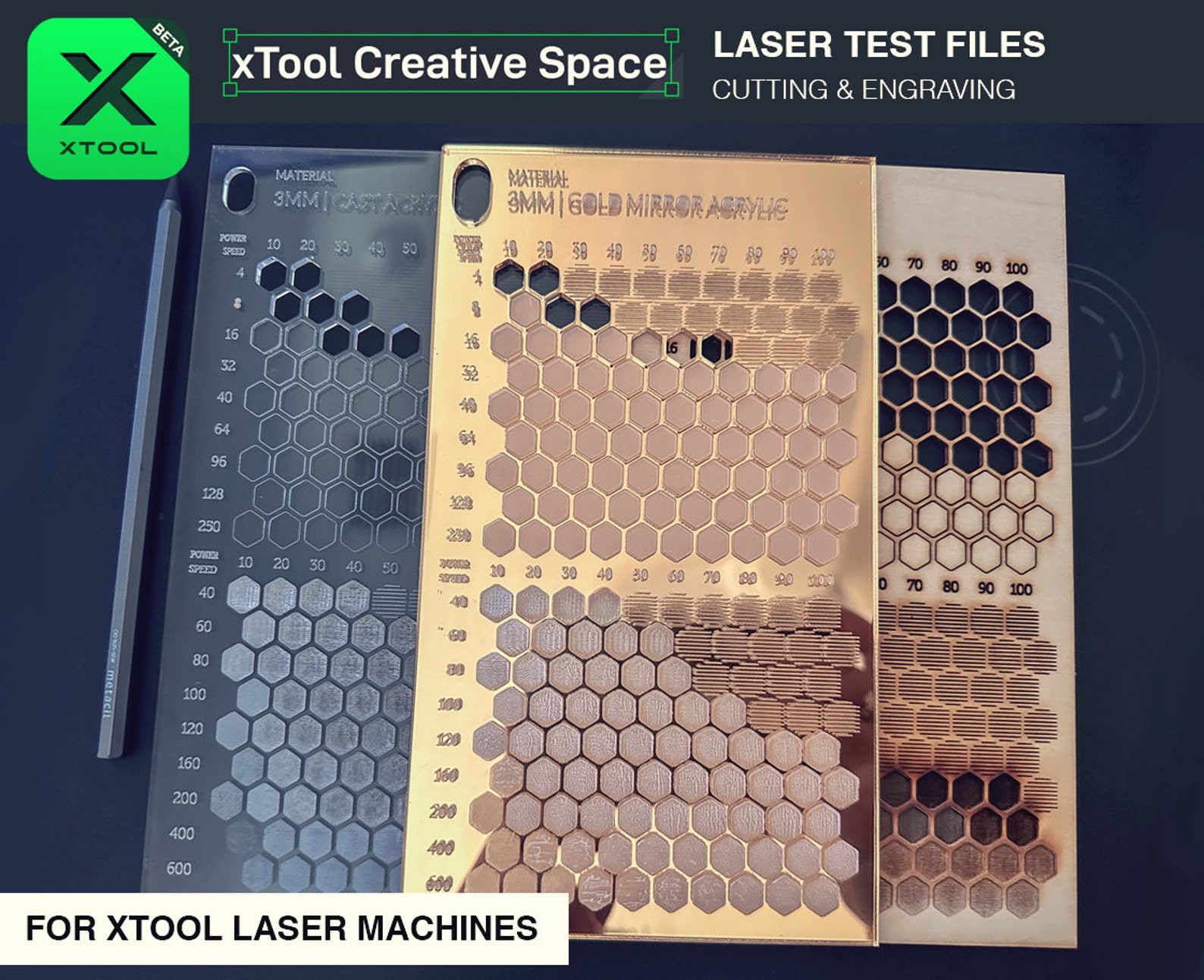 Xtool Creative Space Laser Engrave and Cut Test Grid - Etsy