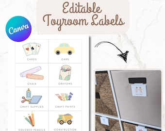 Gameroom & Craft Supplies Labels l Playroom Labels l Organization l Minimalist l Trofast Kallax Ikea Storage l Homeschool l Montessori Canva