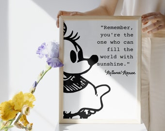 Minnie Mouse Wall Art, Kid's Room,  Minnie Digital Download, Picture, Nursery Decor, Inspirational Quotes, Vintage, Girl Boy, Mickey,Office