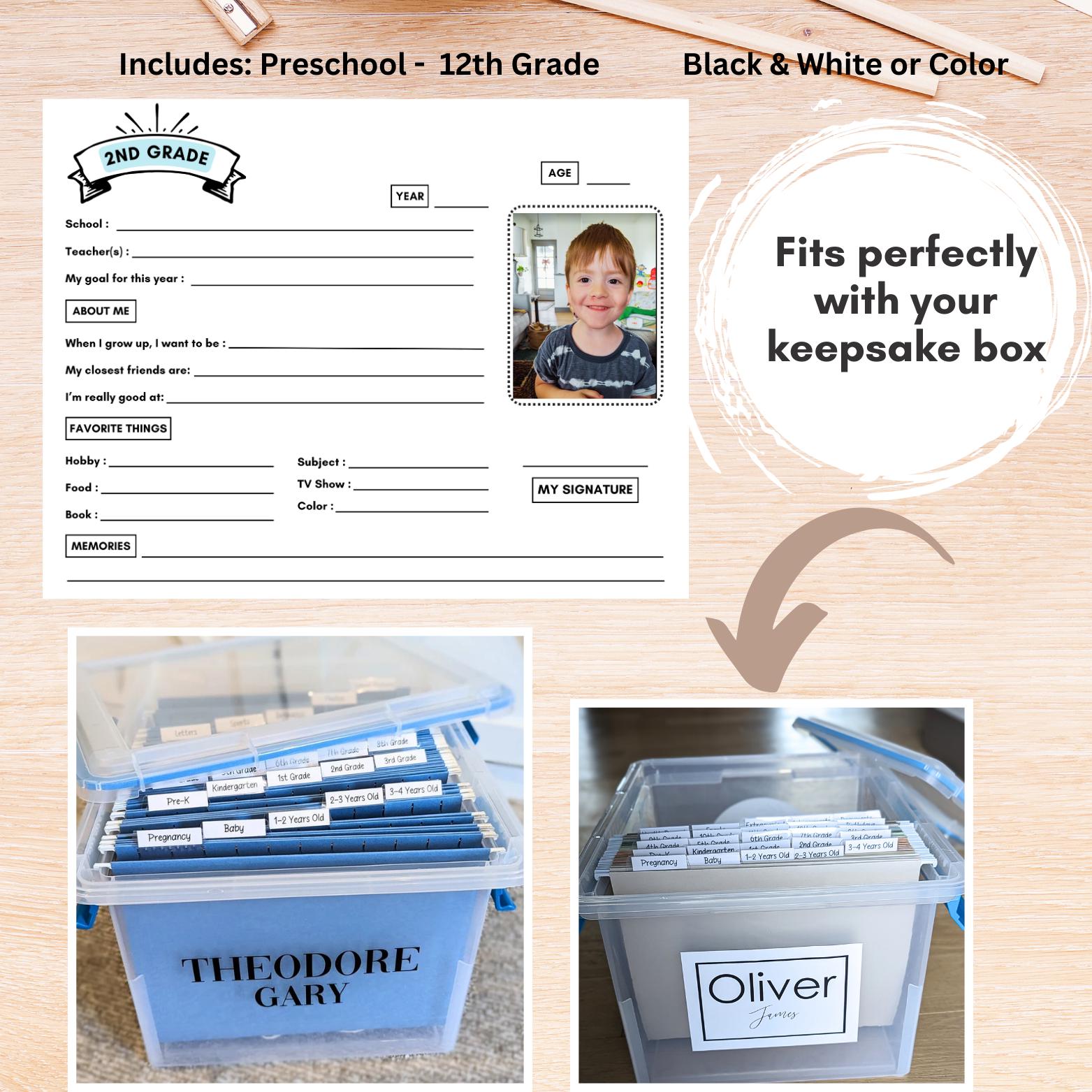Memory Box Questionnaire L Printable Kids Interview Questions L PDF ...