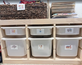 Playroom Toy Bin Labels: Waterproof Vinyl Stickers, Trofast/Kallax Organization