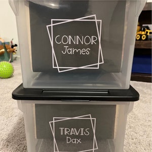 Milestone Tote Bin Labels Memory Box Organization School Files Baby File Storage Keepsake Box Files Cabinet Decal Name