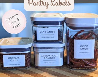 Pantry Labels, Waterproof Kitchen Label, Home Organization, Product Labels, Custom Labels,  Clear Bin, White Label
