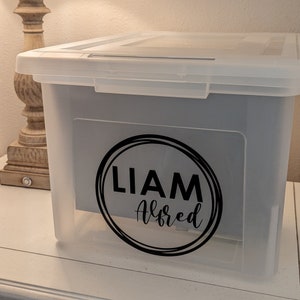 Milestone Tote Labels, Memory Box, Organization School Box, baby file box, milestone box labels, keepsake box, decal name and labels, NO BOX