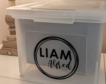 Milestone Tote Labels, Memory Box, Organization School Box, baby file box, milestone box labels, keepsake box, decal name and labels, NO BOX