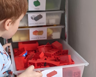 Building Bricks Toy Bin Labels, Montessori, Trofast, Nursery, IKEA Kallax, Playroom, Download, Dupllo, Storage, Toy organization, Stickers