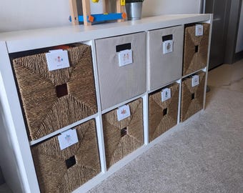 Toy Bin Labels, Playroom, Waterproof, Trofast, Cube storage, Bin clip organization, Basket labels, Kallax Ikea, Vinyl Sticker, Montessori
