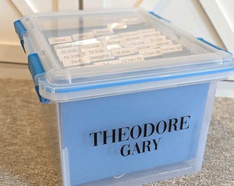 Personalized School Memory Box - Keepsake Storage Container - Custom Name Organizer
