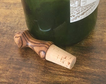 Zebrawood hand-turned Wine Bottle Stopper, perfect gift for any occasion