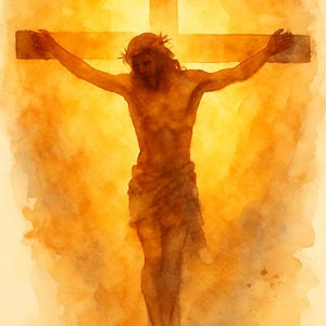 Jesus Crucifixion Art, Watercolor Cross Wall Print, Christian Good Friday Decor, Religious Easter Poster