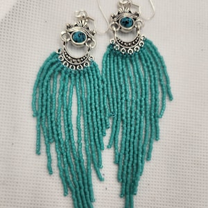 Turquoise fringe earrings