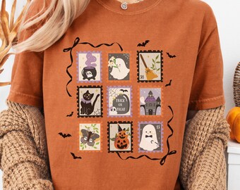 Comfort Colors® Halloween Vintage Coquette Shirt, Spooky Vibes, Goblincore Retro Tshirt, Halloween gift for her, Cute Fall Shirt, Fun Tee