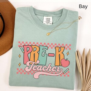 Comfort Colors Colorful Pre-K Teacher Shirt, Pre-K TShirt, Pre-K Teacher Appreciation Gift, Elementary School, Teacher Team Shirts