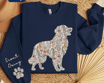 Personalized Golden Retriever Dog Mama Sweatshirt, Custom Dog Mom Hoodie, Floral Golden Dog Mama Clothing, Christmas Gift, Mother's Day Gift