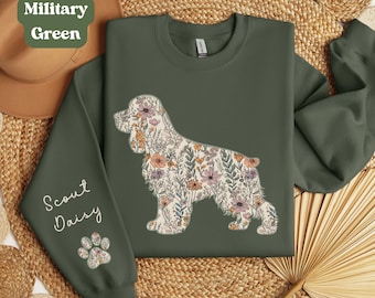 Personalized Cocker Spaniel Dog Mama Sweatshirt, Custom Dog Mom Hoodie, Floral  Cocker Spaniel Dog Mama Clothing, Dog Mom Birthday Gift