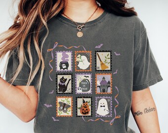 Comfort Colors® Halloween Vintage Coquette Shirt, Spooky Vibes, Goblincore Retro Tshirt, Halloween gift for her, Cute Fall Shirt, Fun Tee