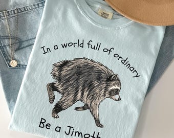 Maglietta Jimothy Raccoon, Maglietta Comfort Colors® "Be a Jimothy", Maglietta "Kindness Matters", Maglietta motivazionale, Maglietta per la sensibilizzazione sulla salute mentale