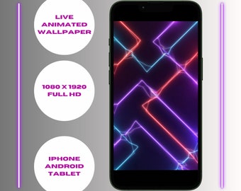 Live Wallpaper, Animated Neon Lines Smartphone Live Wallpaper, iPhone And Android, 1080 X 1920 Pixels Full HD. MP4 Video.