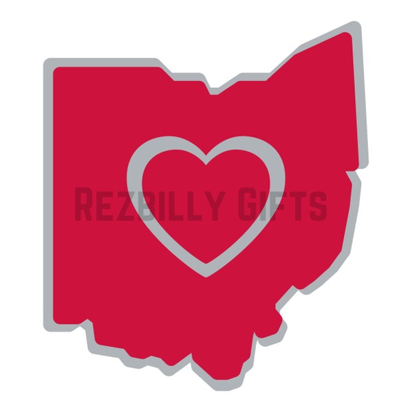 Ohio Love Design, Scarlet And Gray, PNG.