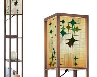 Midcentury Modern Starbursts & Globes Floor Lamp with Shelves (Made in USA)