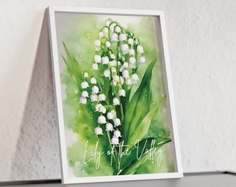 Lily of the Valley, Posters with Wooden Frame, Flower, Wall Art