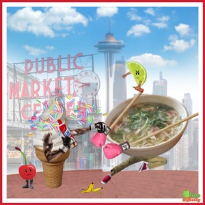 Seattle Battle- Ice Cream vs Pho PNW Sticker